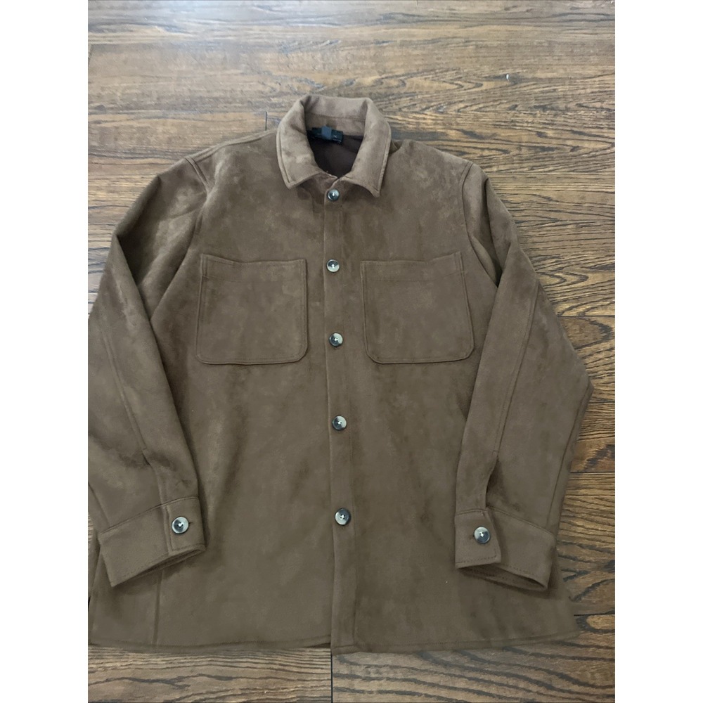 Magaschoni Men's Button Down Faux Suede Jacket Size Small Buttery Soft